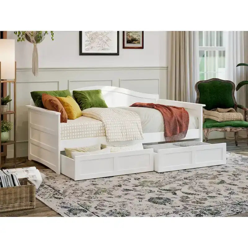 Twin Size Wooden Daybed with Storage Drawers