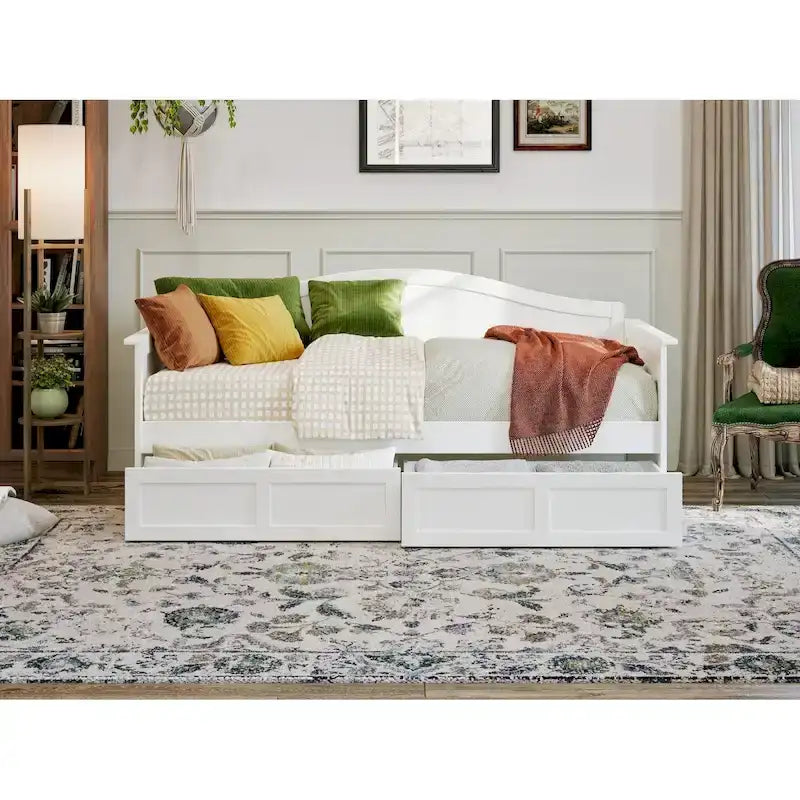 Twin Size Wooden Daybed with Storage Drawers