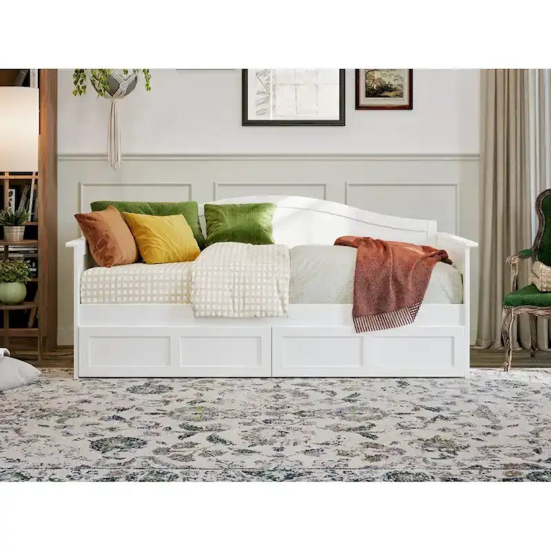 Twin Size Wooden Daybed with Storage Drawers