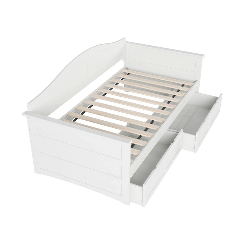 Twin Size Wooden Daybed with Storage Drawers