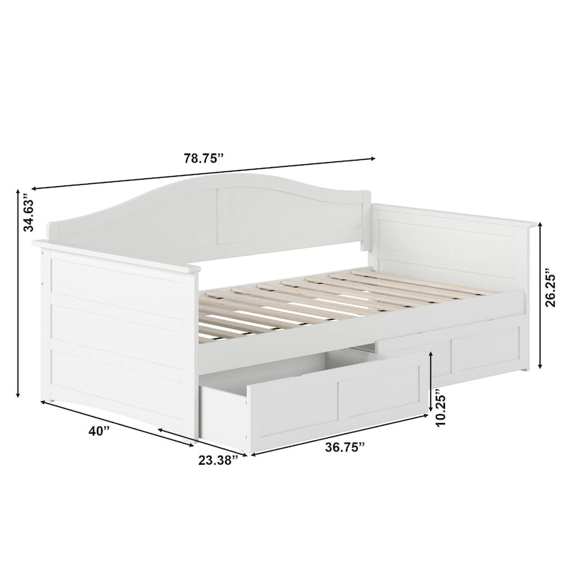 Twin Size Wooden Daybed with Storage Drawers