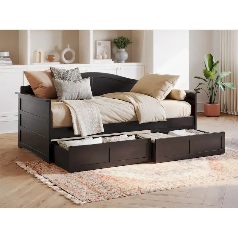 Twin Size Wooden Daybed with Storage Drawers