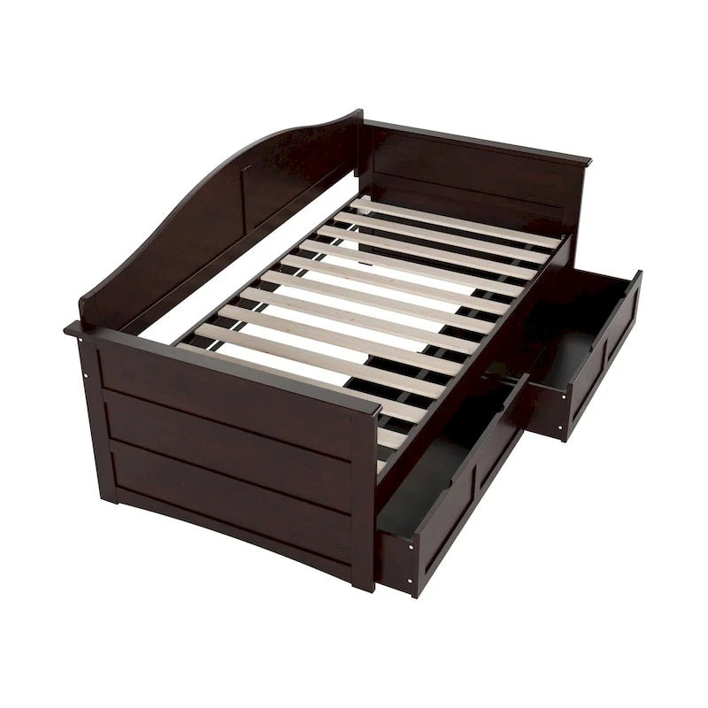 Twin Size Wooden Daybed with Storage Drawers