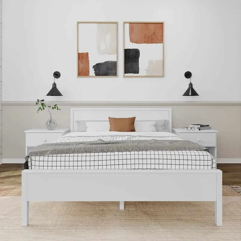 Queen-Size Bed with Panel Headboard