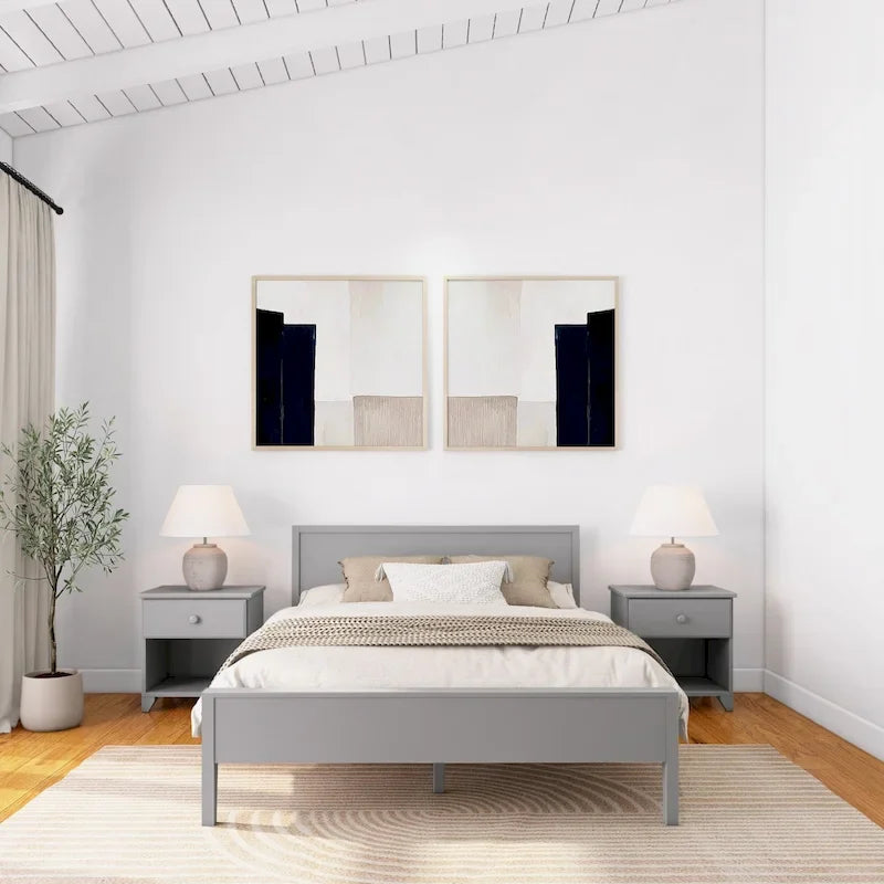 Queen-Size Bed with Panel Headboard