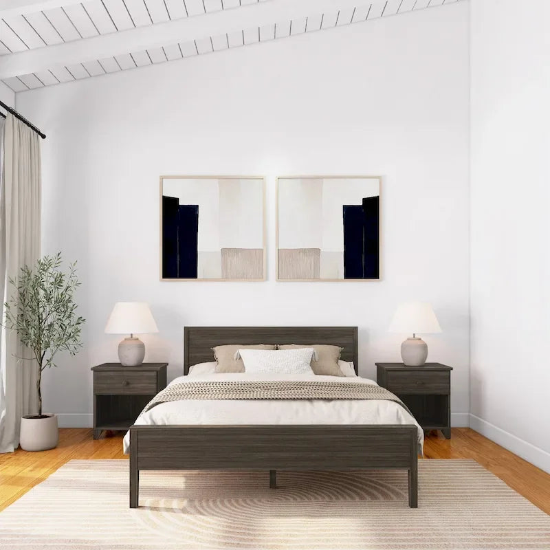 Queen-Size Bed with Panel Headboard