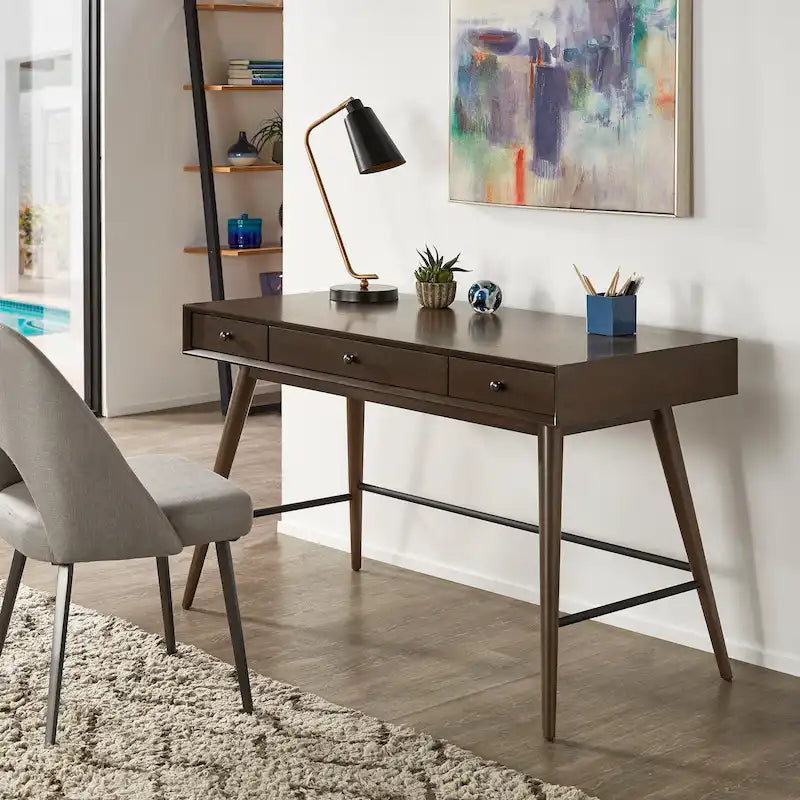 Mid-Century Modern Wood 3-Drawer Writing Desk