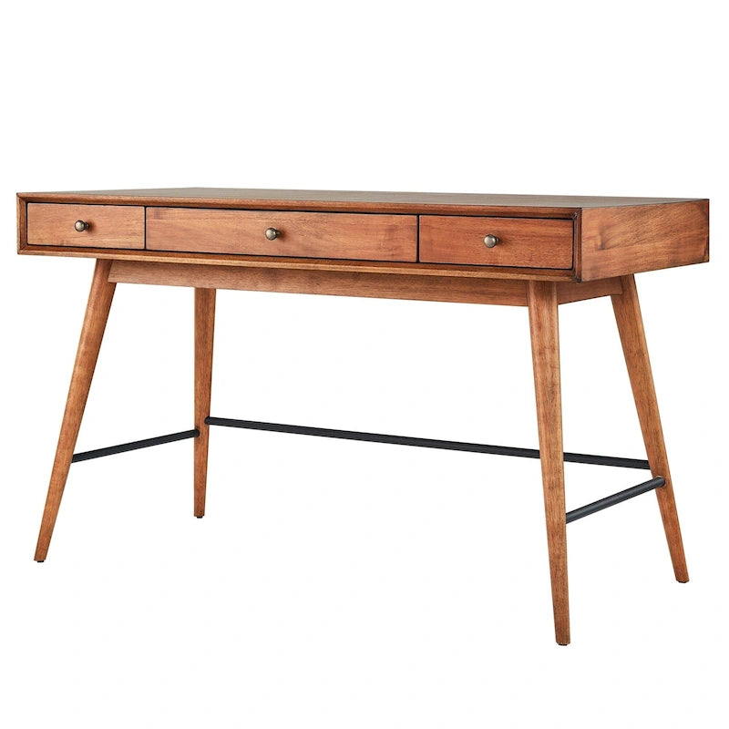 Schreibtisch aus Holz im Mid-Century-Modern-Stil mit 3 Schubladen