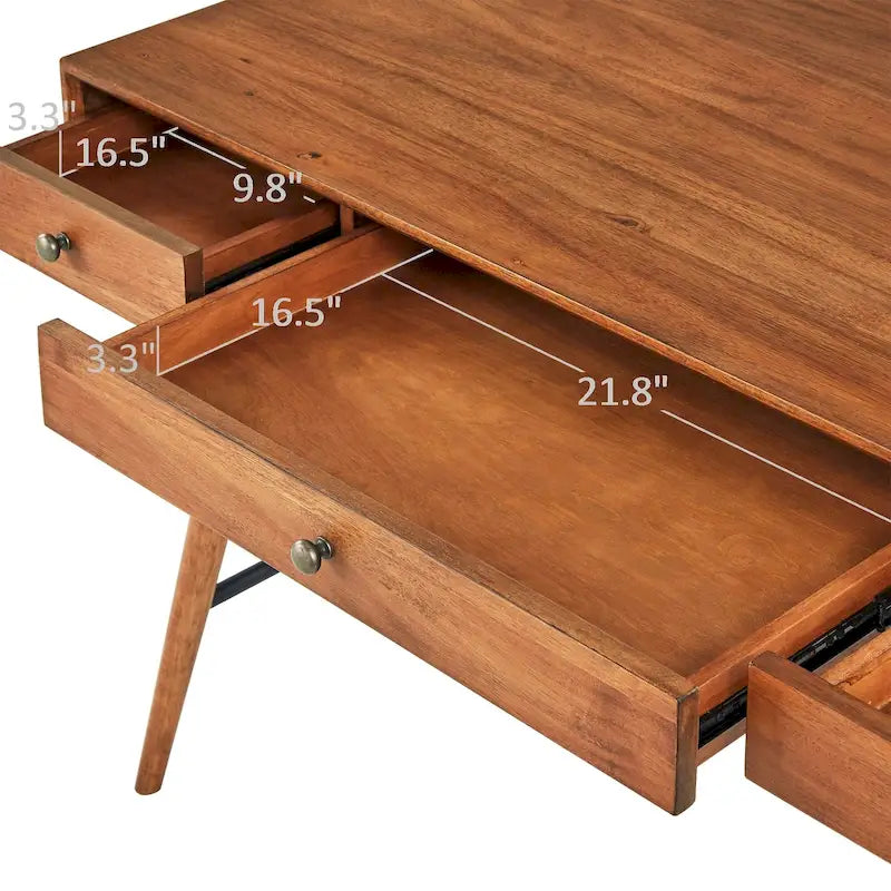 Schreibtisch aus Holz im Mid-Century-Modern-Stil mit 3 Schubladen
