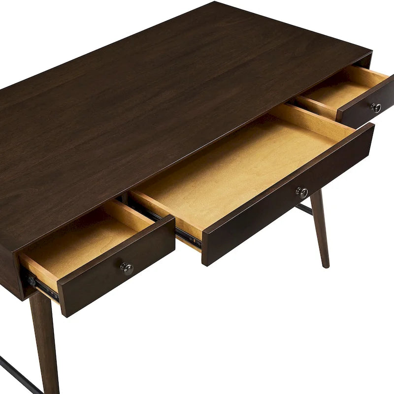 Schreibtisch aus Holz im Mid-Century-Modern-Stil mit 3 Schubladen