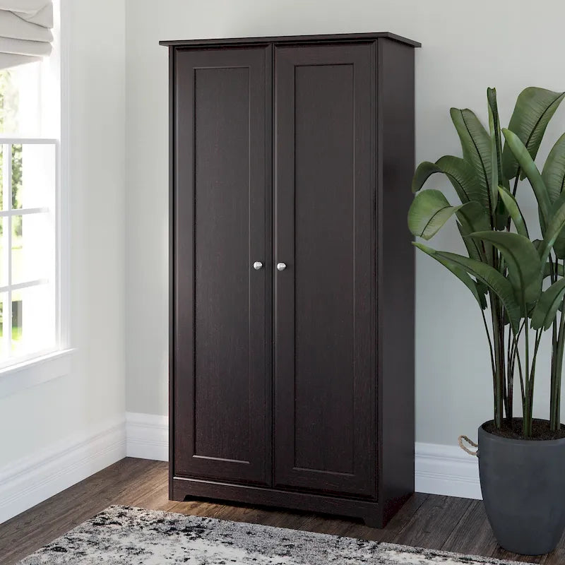 Cabot Espresso Oak Tall Storage Cabinet with Doors - 31.38L x 16.30W x 61.14H