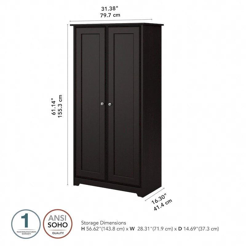 Tall Storage Cabinet with Doors - 31.38L x 16.30W x 61.14H