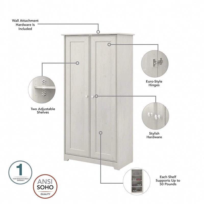 Tall Storage Cabinet with Doors - 31.38L x 16.30W x 61.14H