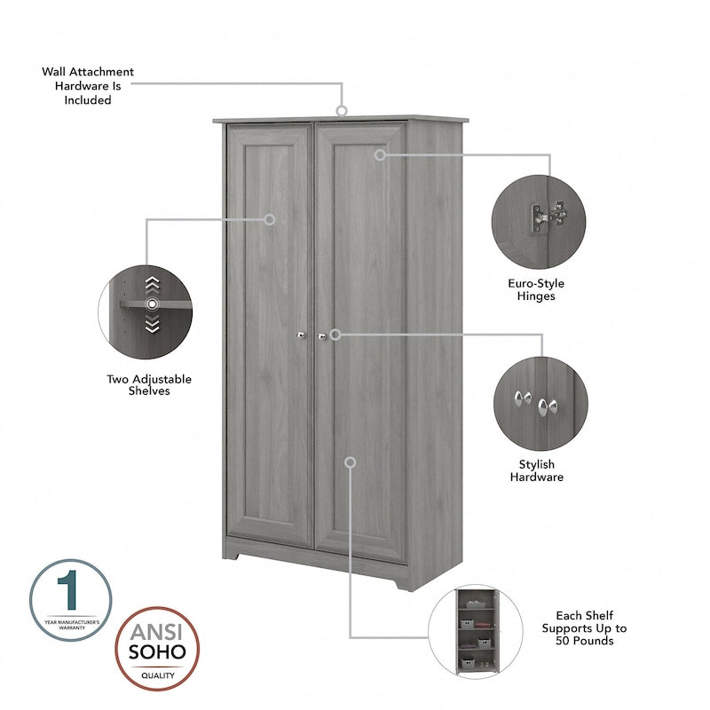 Tall Storage Cabinet with Doors - 31.38L x 16.30W x 61.14H