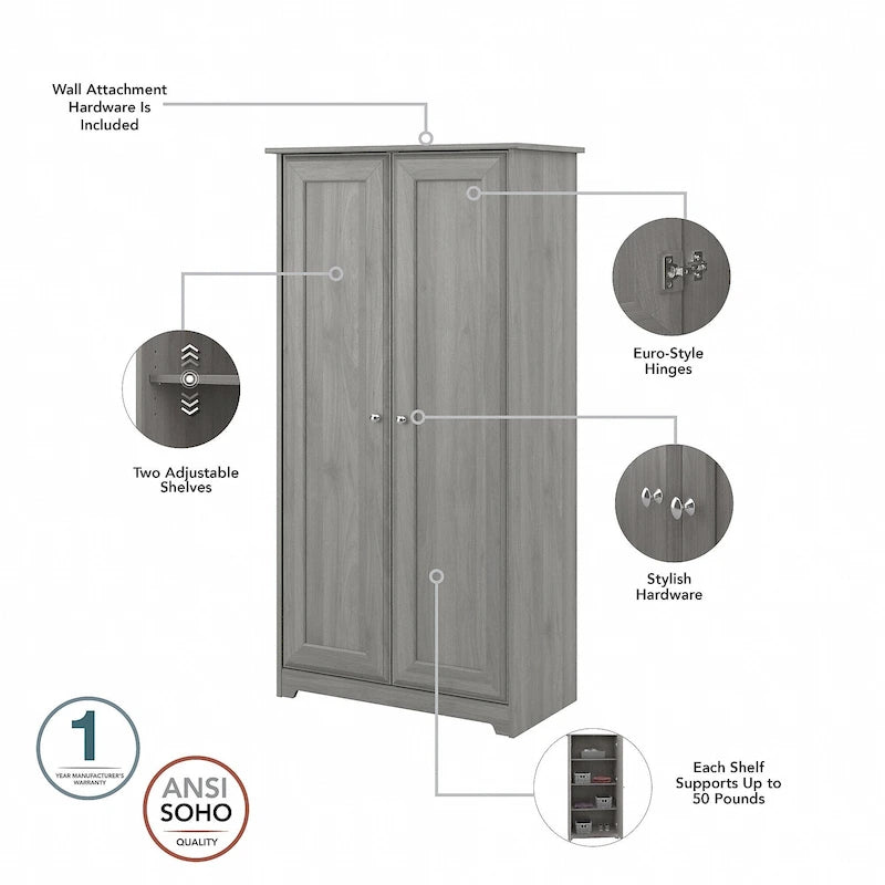 Tall Storage Cabinet with Doors - 31.38L x 16.30W x 61.14H