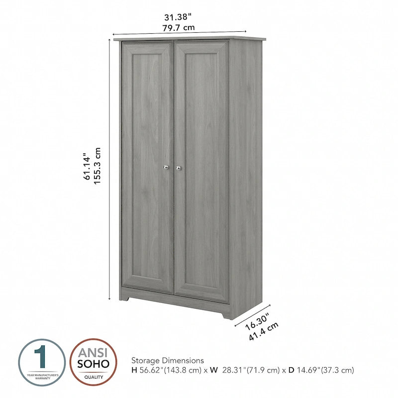 Tall Storage Cabinet with Doors - 31.38L x 16.30W x 61.14H