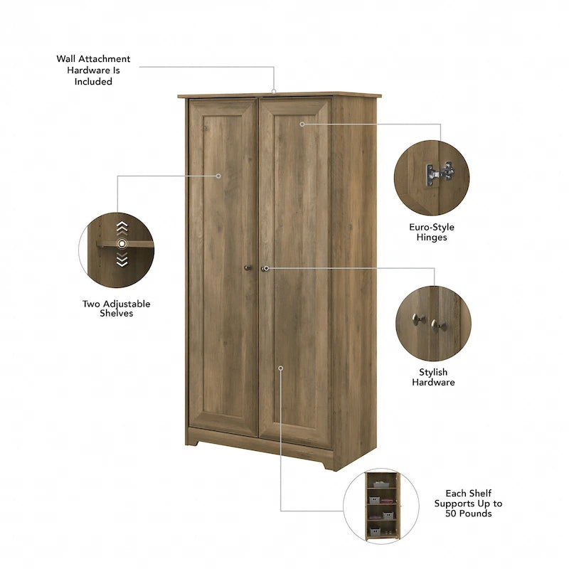 Tall Storage Cabinet with Doors - 31.38L x 16.30W x 61.14H