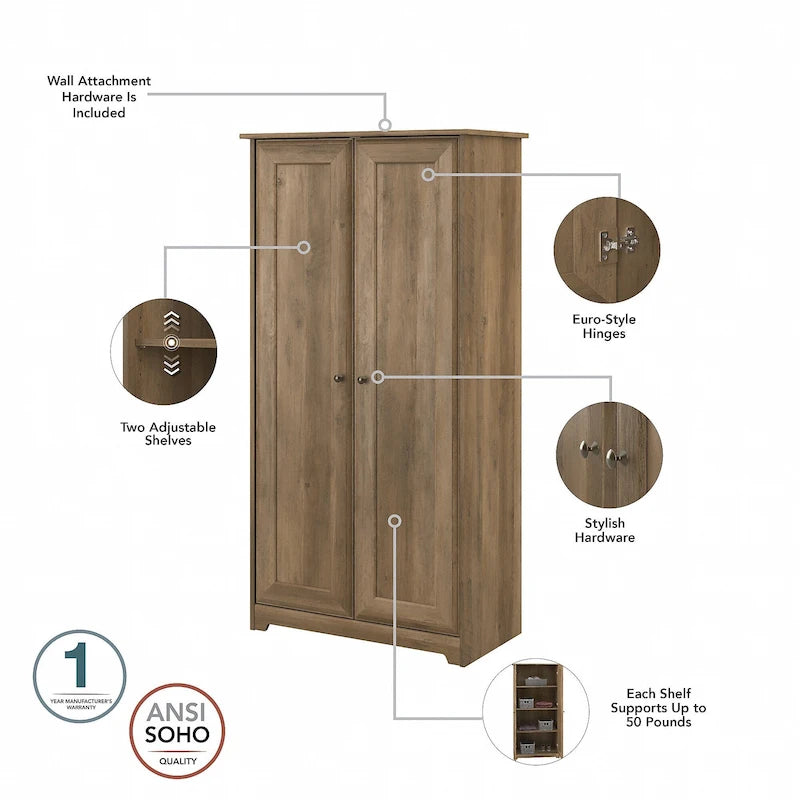 Tall Storage Cabinet with Doors - 31.38L x 16.30W x 61.14H
