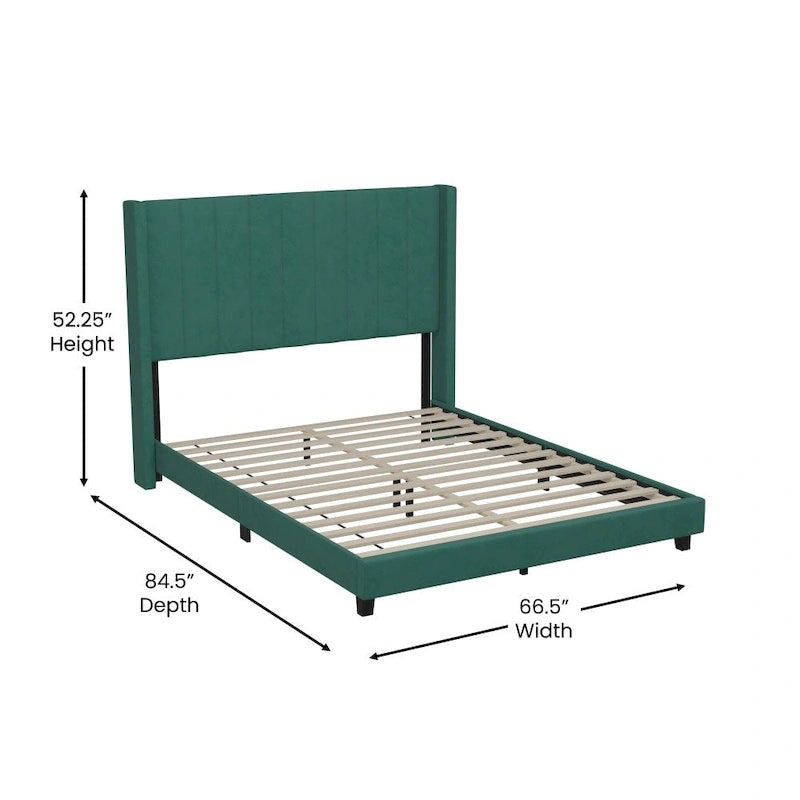Gepolstertes Plattformbett mit Wingback-Kopfteil