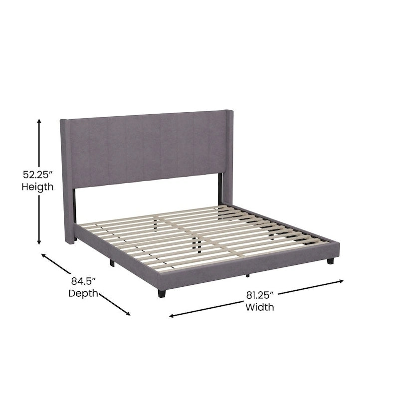 Gepolstertes Plattformbett mit Wingback-Kopfteil