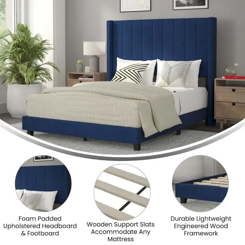 Gepolstertes Plattformbett mit Wingback-Kopfteil