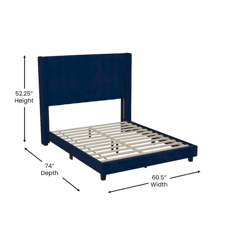 Gepolstertes Plattformbett mit Wingback-Kopfteil
