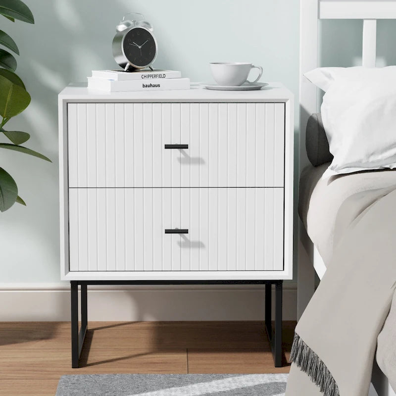 Nightstand Set of 2 with Metal Frame