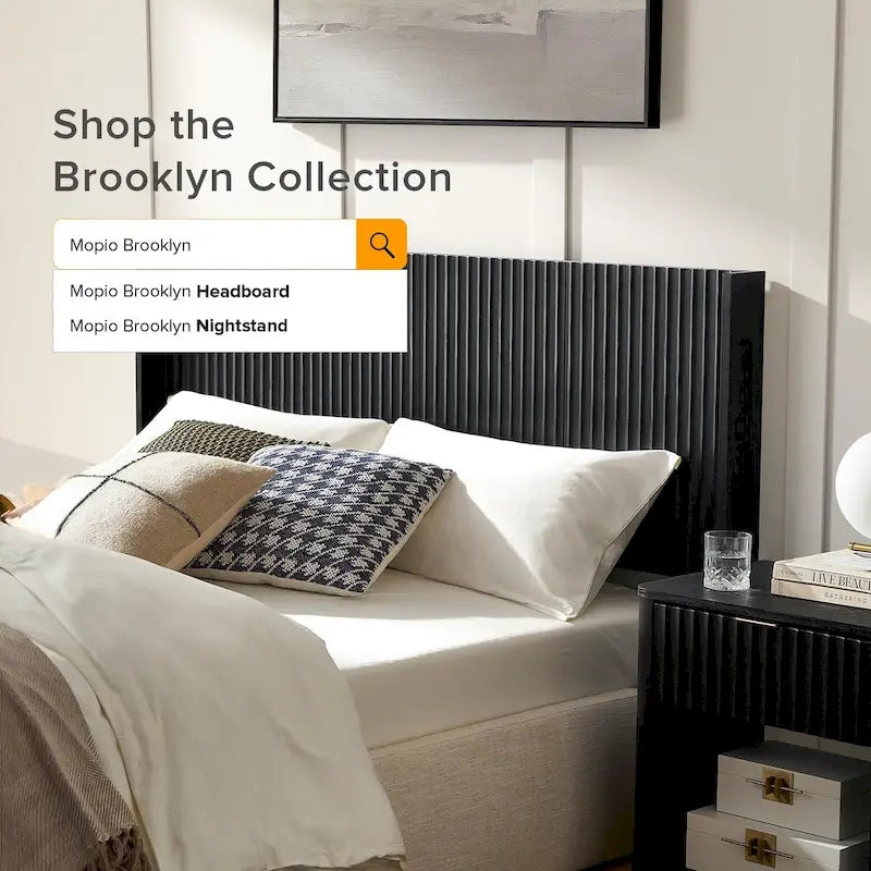 mopio Brooklyn Headboard, 62.4 Wide Headboard Only, Wood Headboard, Modern Farmhouse, Boho, Wall Mount, Fluted Panel