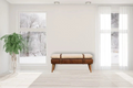Boucle Buffalo Hide Leather Bench