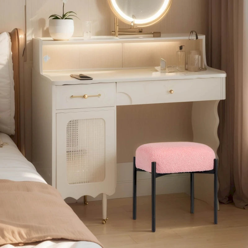 Round Vanity Stool Ottoman Foot Stool