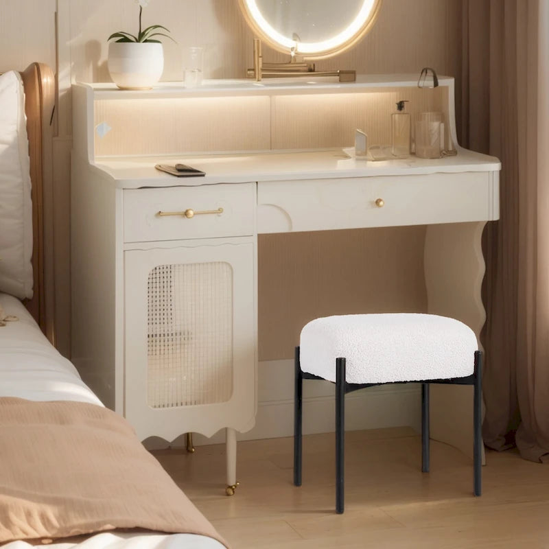 Round Vanity Stool Ottoman Foot Stool