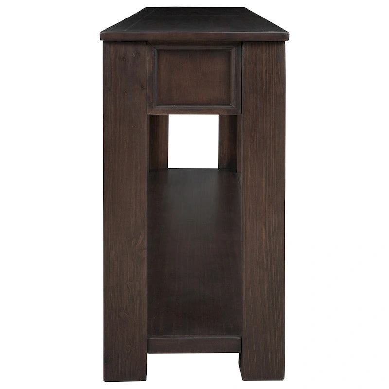 Tavolo consolle / tavolo da divano con cassetti contenitori e ripiano inferiore - 63L x 14W x 30H