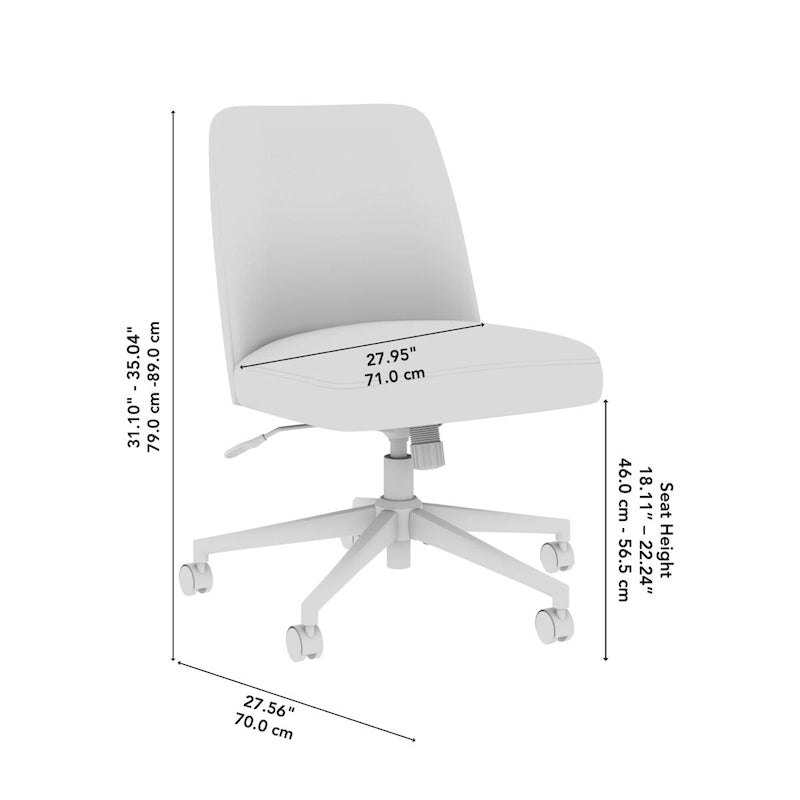 Mid Back Armless Office Chair with Wheels