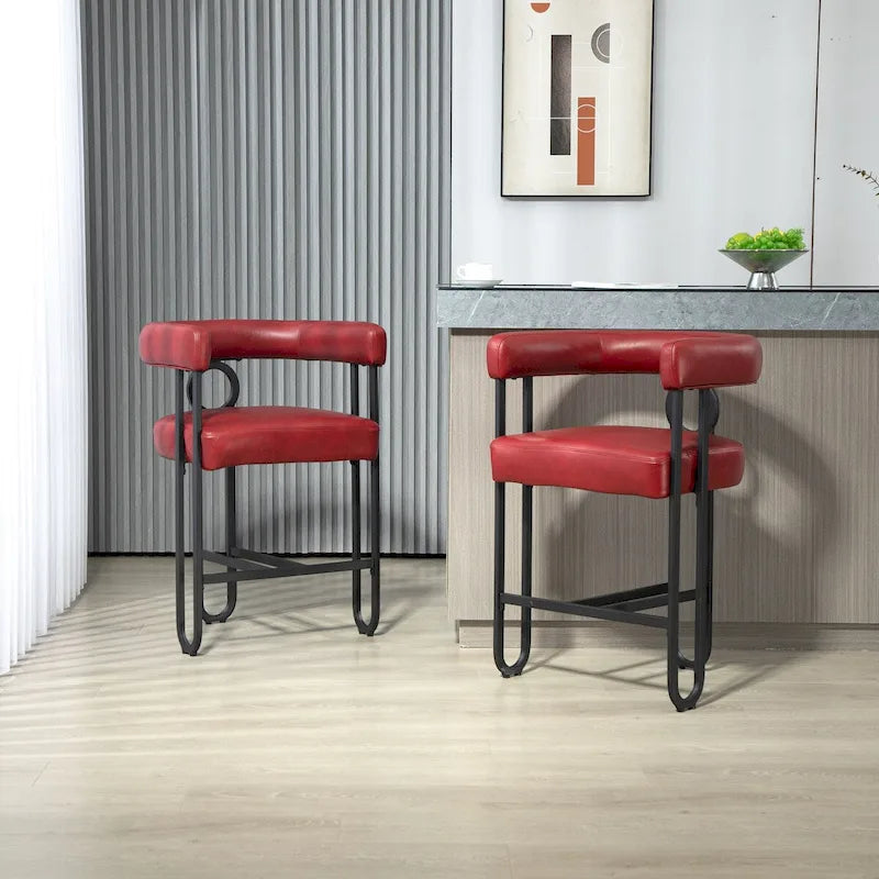 Gepolsterte Barhocker mit Fußstütze, Set aus 2