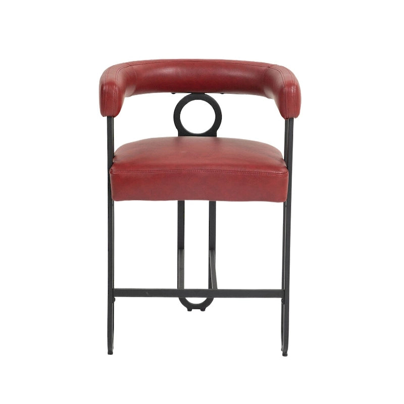 Upholstered Bar Stools with Footrest, Set of 2