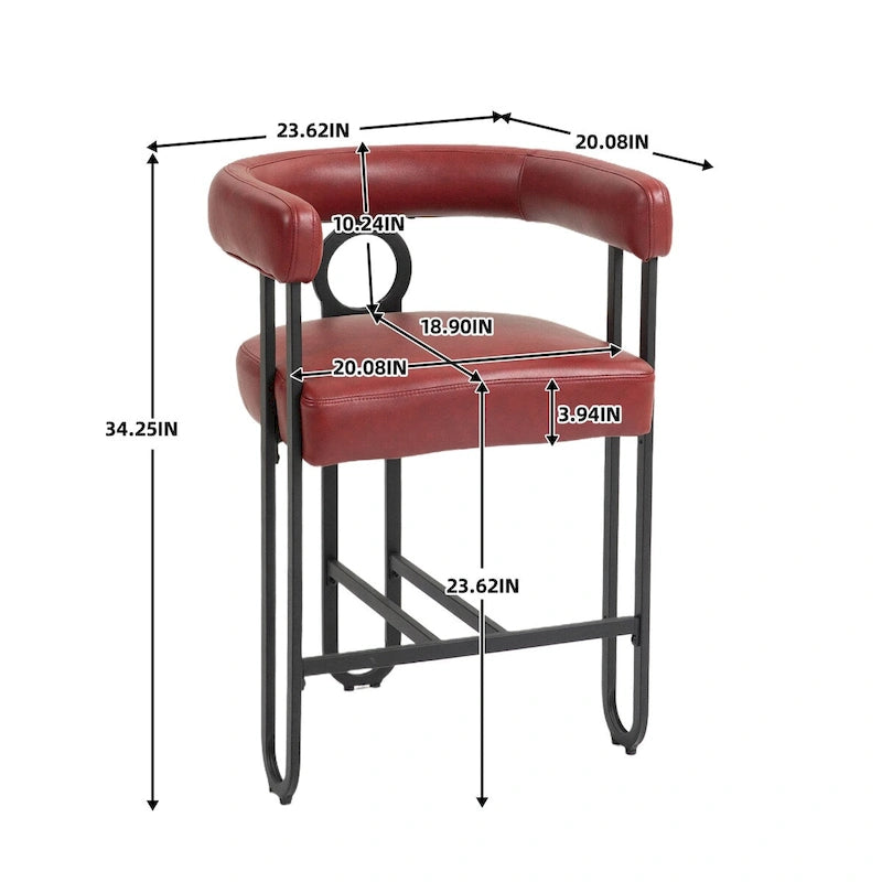 Upholstered Bar Stools with Footrest, Set of 2
